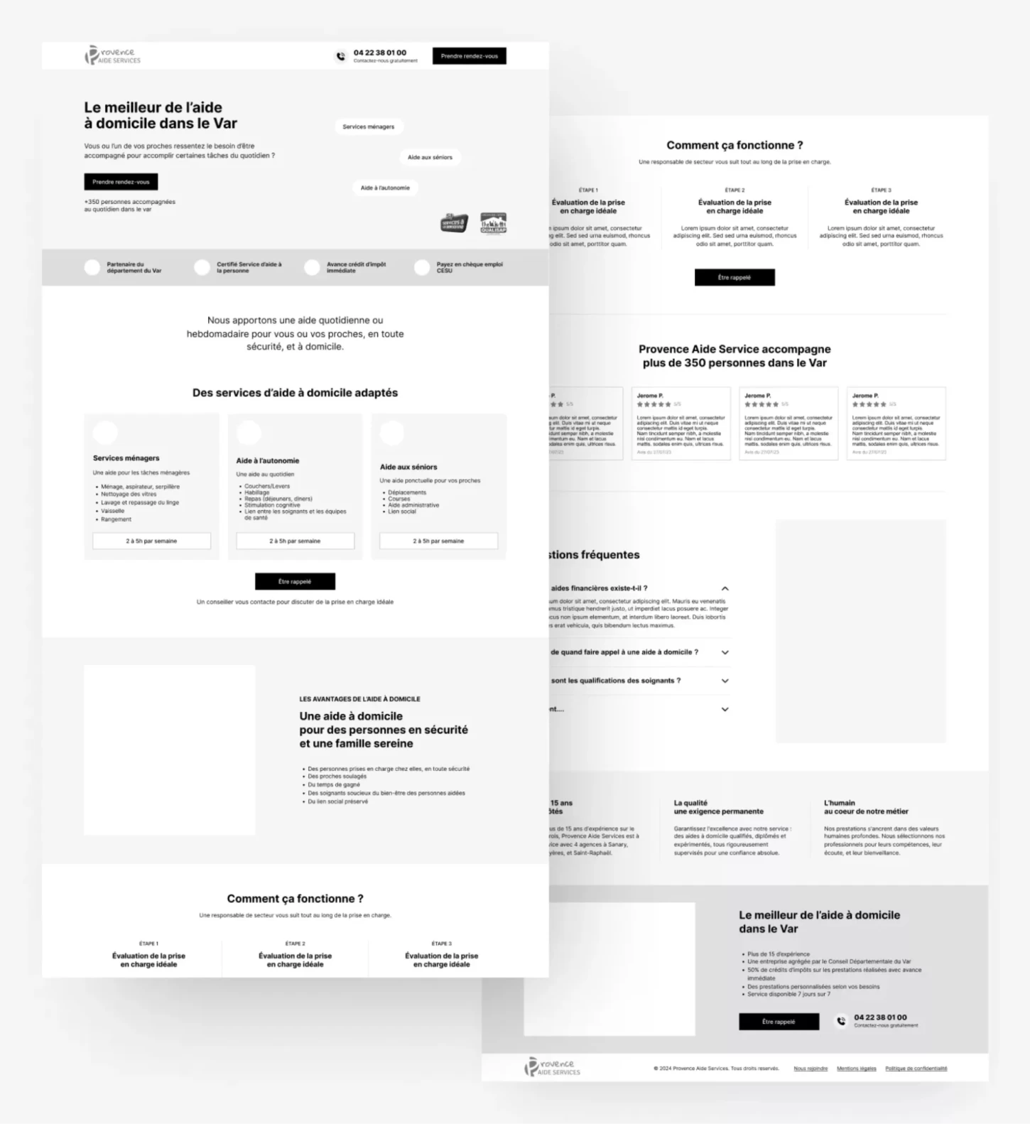 Wireframe de la landing page