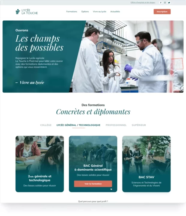 Capture d'écran de la nouvelle page d'accueil du site