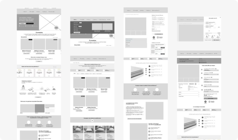 Captures d'écran du site écomatelas avant refonte. 